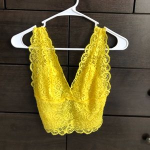 Bebe yellow lace corset crop S